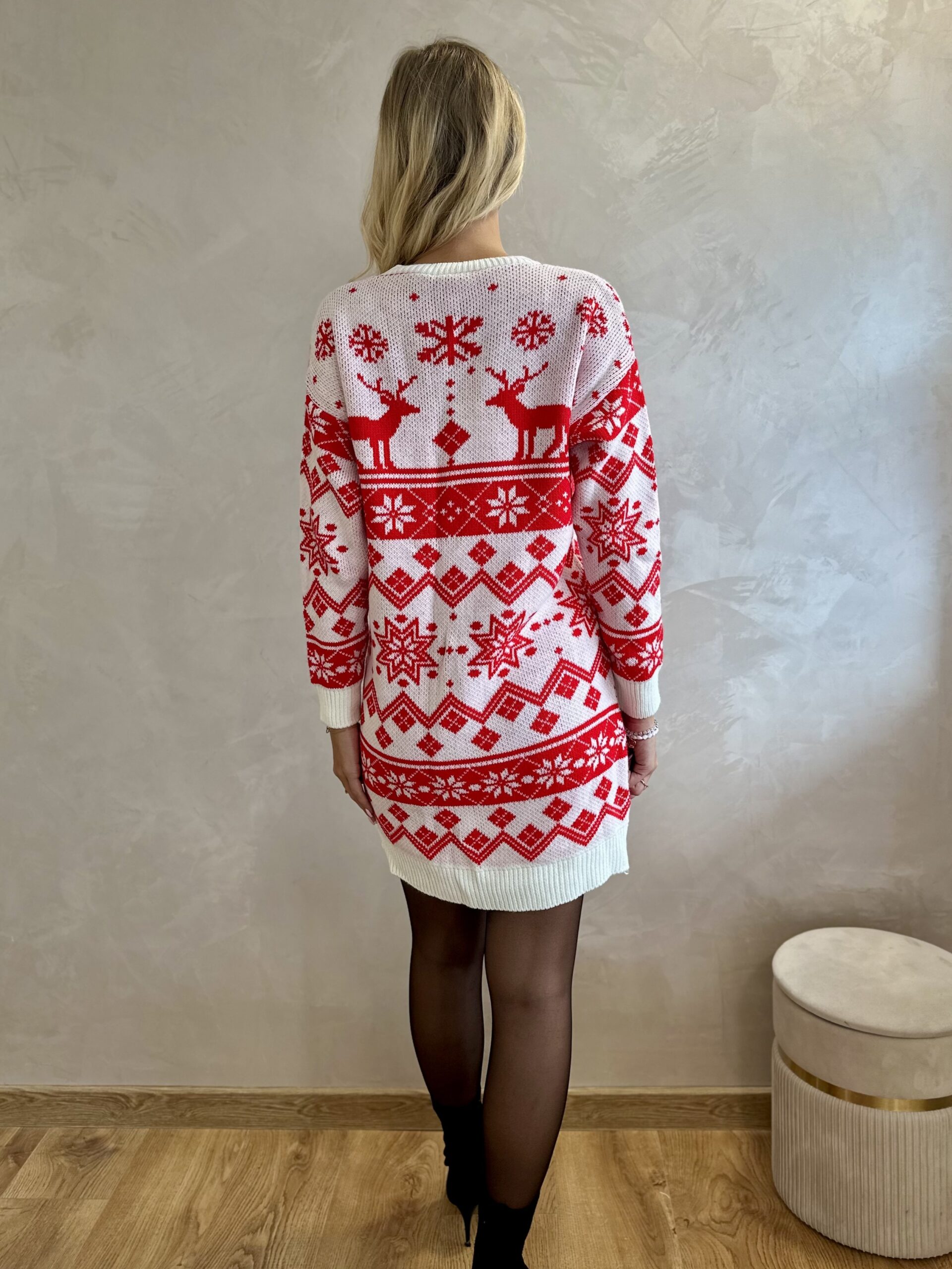 Tunika Świąteczna Norweskie Wzory Biała 3 Tunika Świąteczna Norweskie Wzory Biała - Image 3