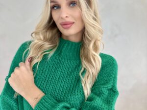 Sweter z Półgolfem Gładki Zielony