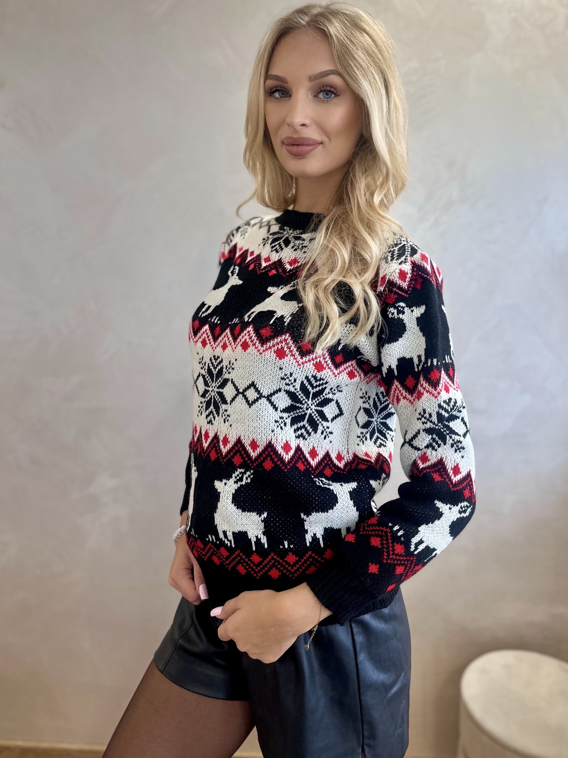 Sweter Świąteczny W Renifery Czarny 6 Sweter Świąteczny W Renifery Czarny - Image 6