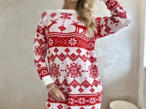 Tunika Świąteczna Norweskie Wzory Biała