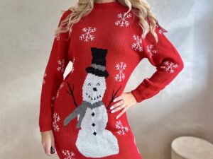 Tunika Świąteczna Bałwanek Czerwona