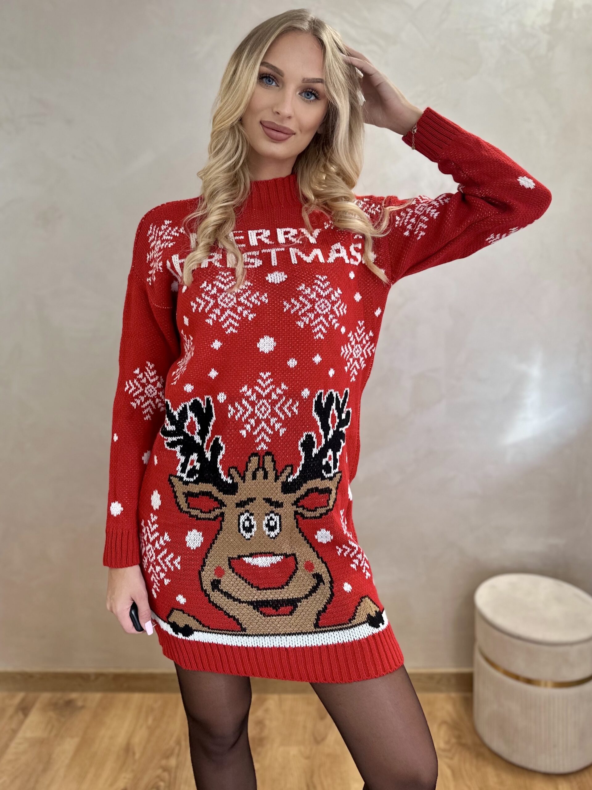 Tunika Świąteczna Merry Christmas Czerwona