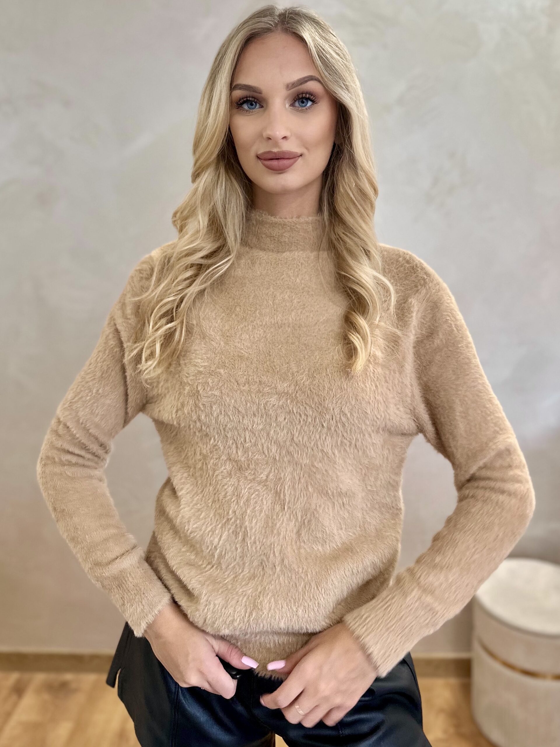 Sweter Półgolf Alpaka Ignes Camel