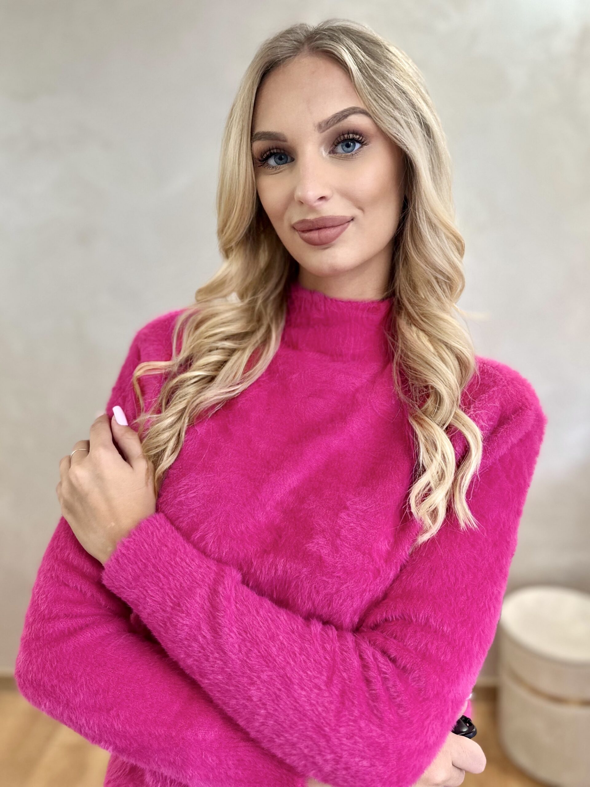 Sweter Półgolf Alpaka Ignes Fuksja