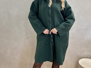 Bluza Plus Size Supełkowa z Bukli Oversize Butelkowa Zieleń
