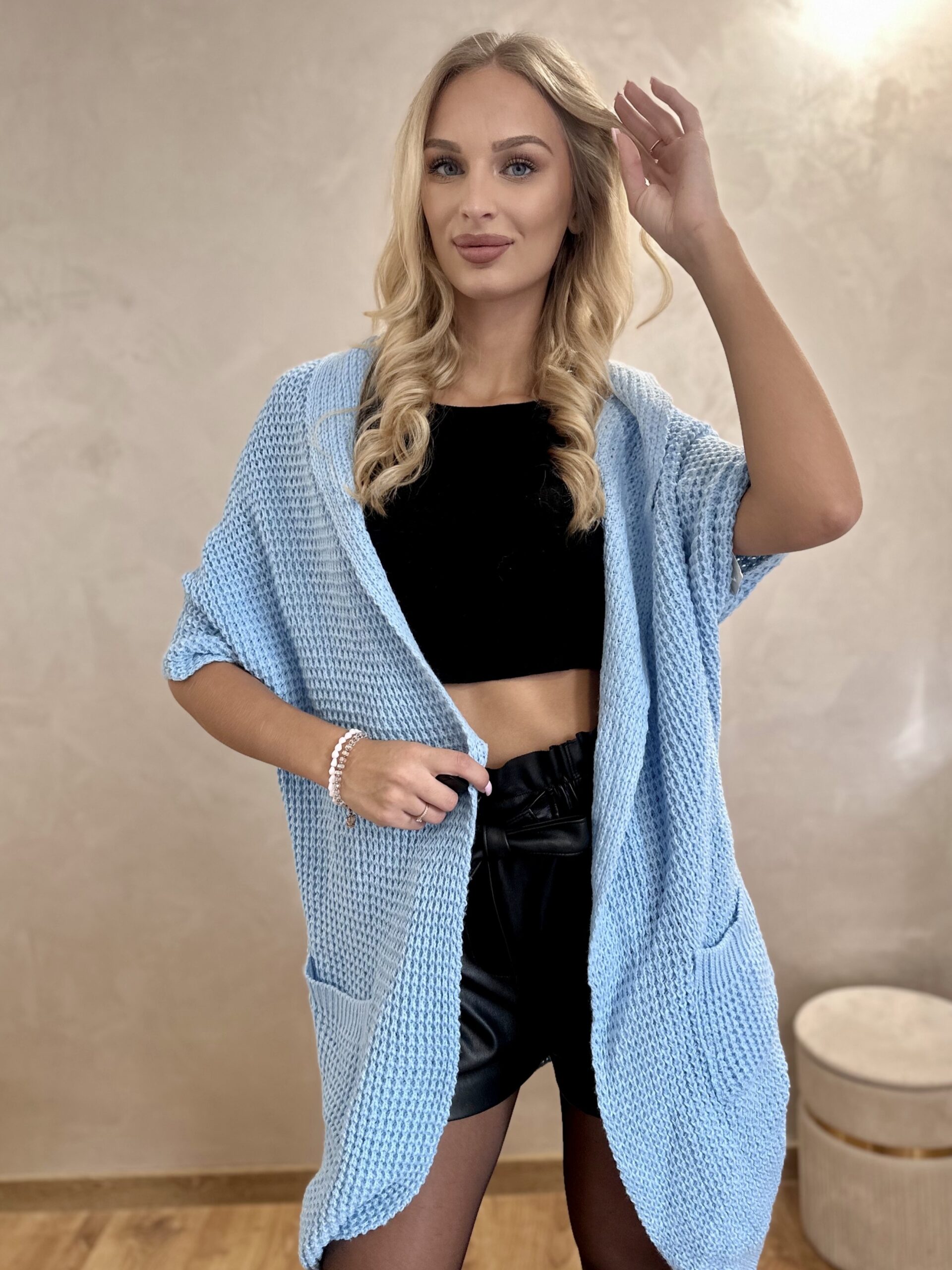 Kardigan Asymetryczny Moi Błękitny 3 Kardigan Asymetryczny Moi Błękitny - obrazek 3