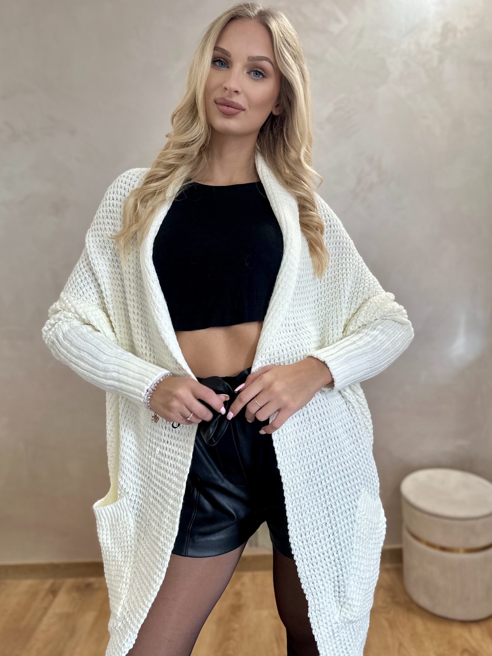 Kardigan Asymetryczny Moi Ecru