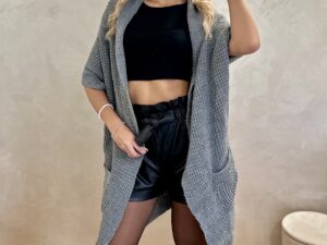Kardigan Asymetryczny Moi Ciemno Szary