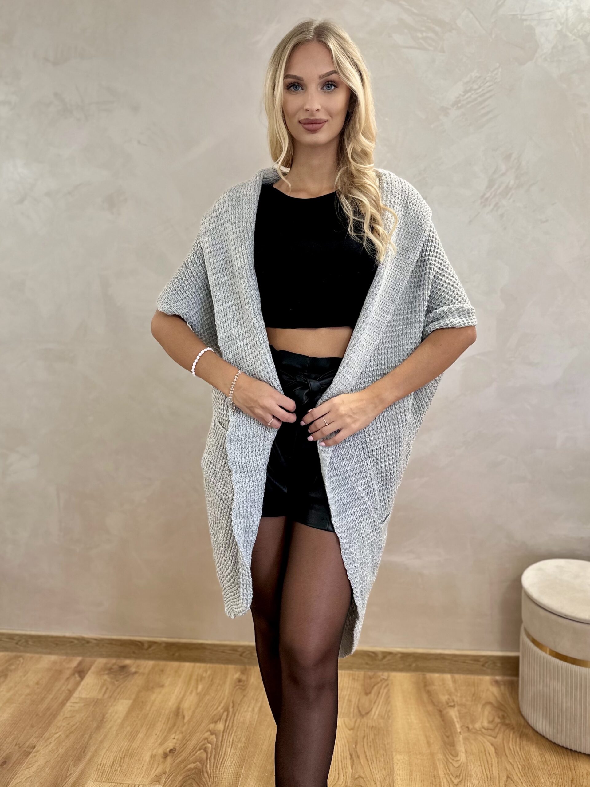 Kardigan Asymetryczny Moi Jasno Szary