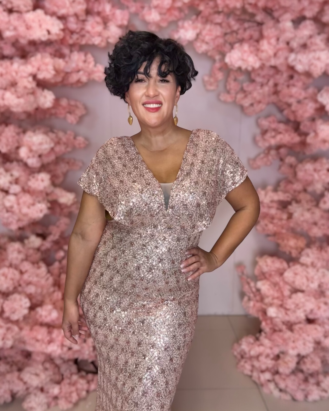 Sukienka Cekinowa Maxi Ramen Złota