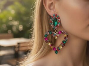 Kolczyki Wiszące Kolorowe Serca