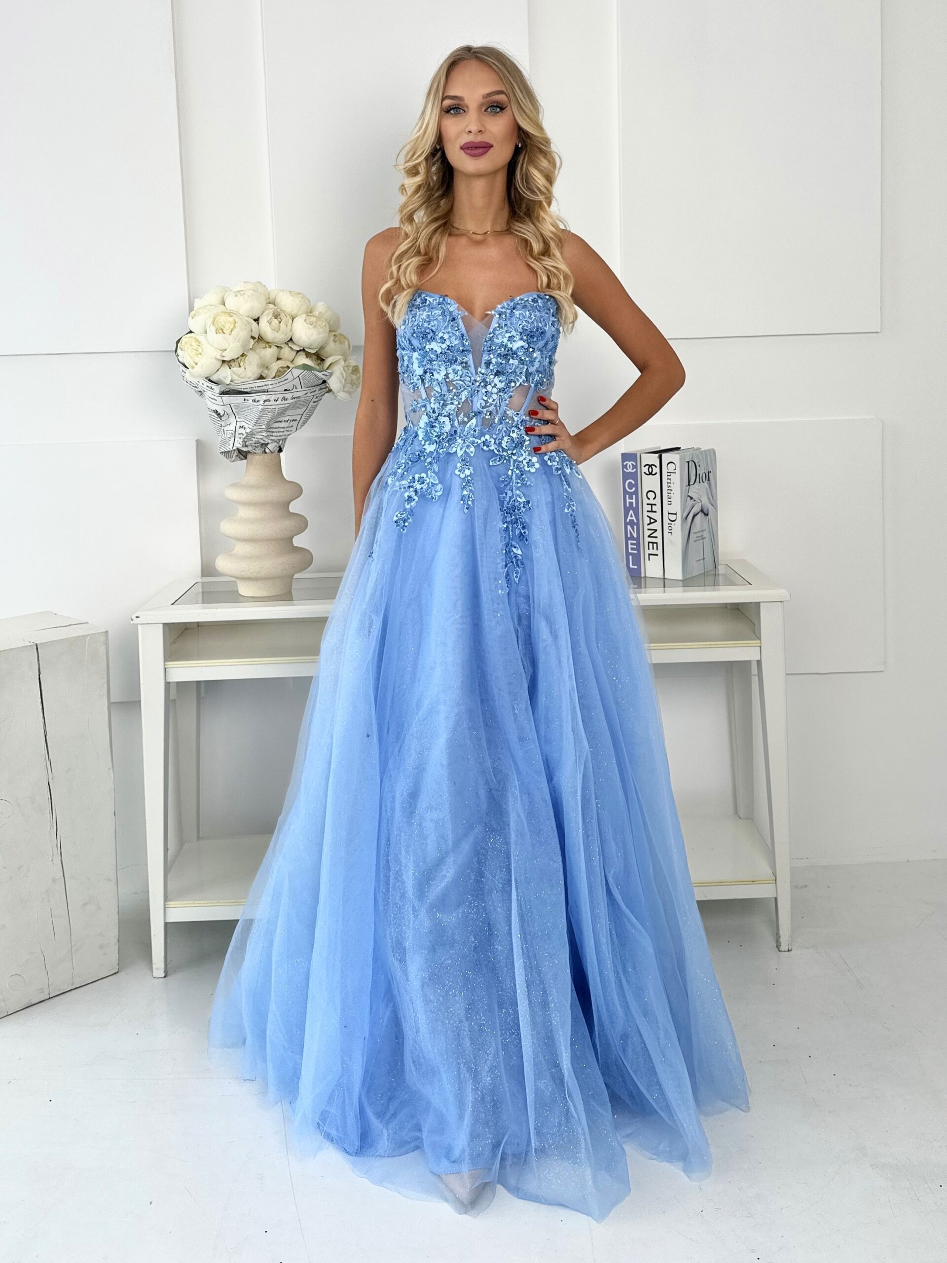 Sukienka Tiulowa Gorsetowa Błękitna Limoncello 3 Sukienka Tiulowa Gorsetowa Błękitna Limoncello - Image 3