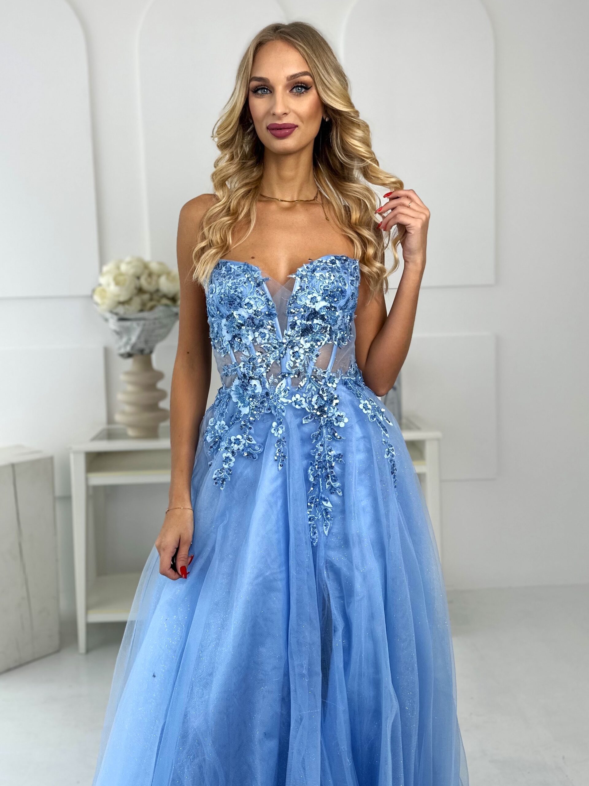 Sukienka Tiulowa Gorsetowa Błękitna Limoncello 5 Sukienka Tiulowa Gorsetowa Błękitna Limoncello