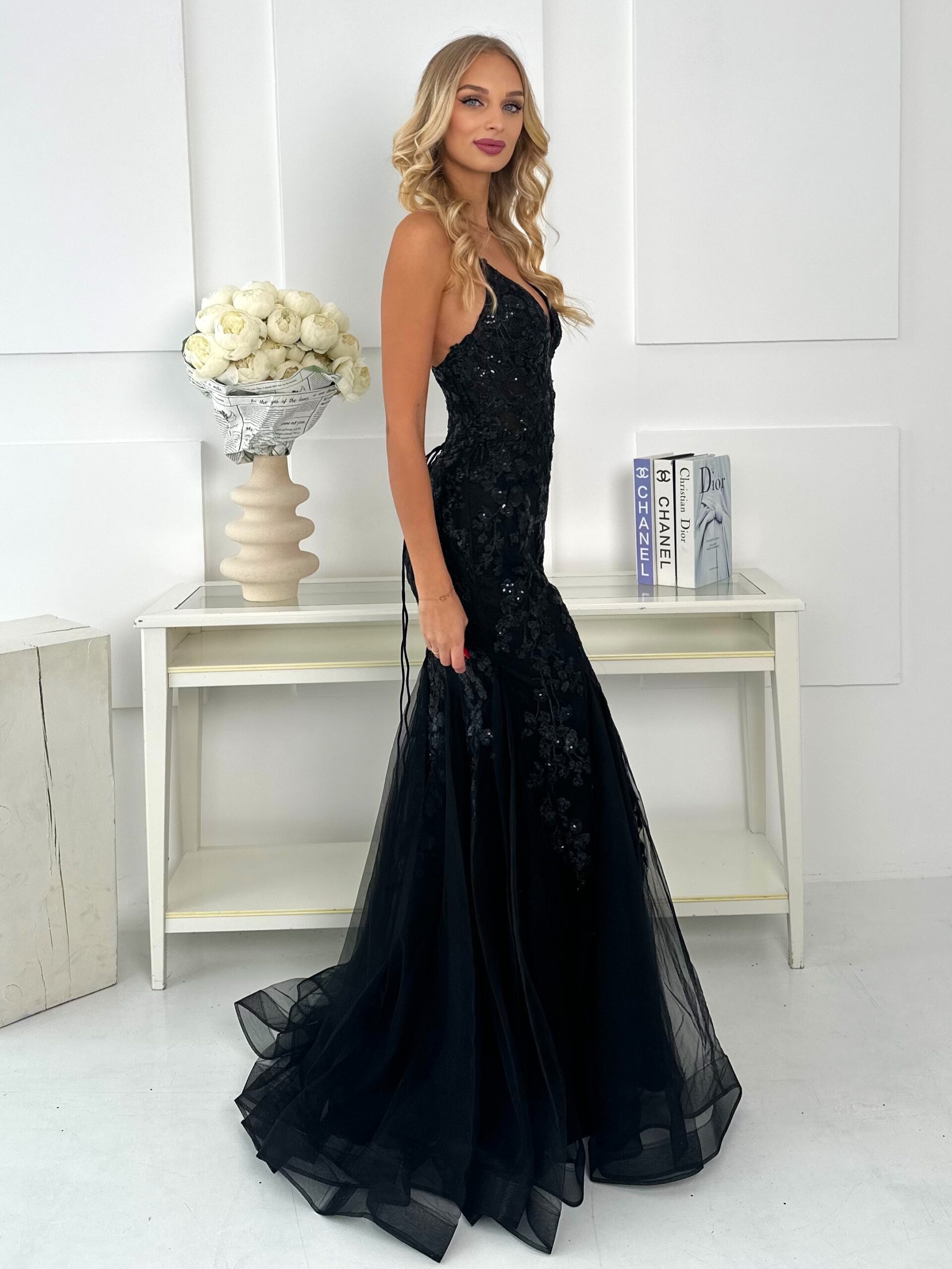 Suknia Maxi Tiulowa Marina Czarna 3 Suknia Maxi Tiulowa Marina Czarna - obrazek 3