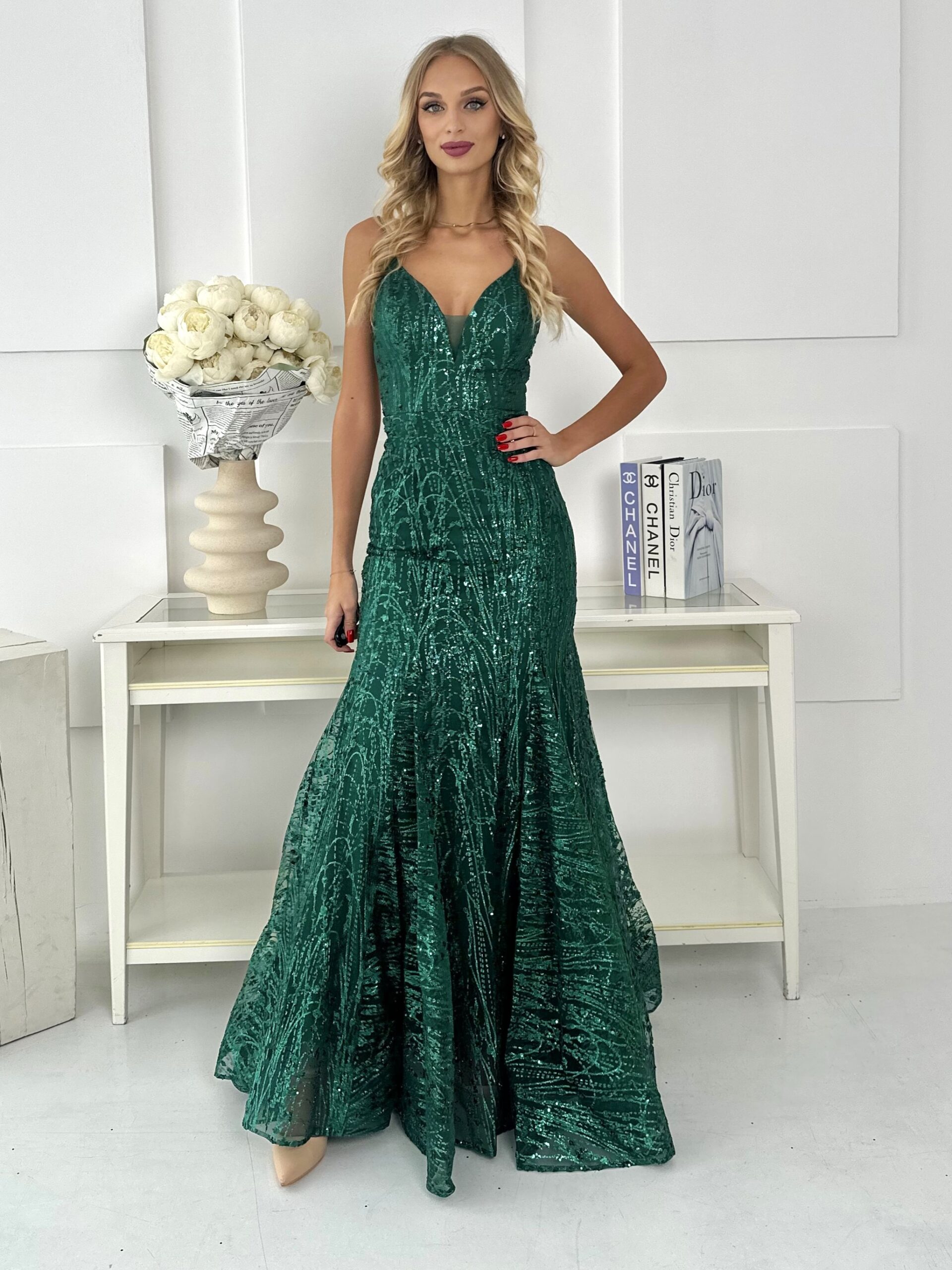 Sukienka tiulowa typu rybka zielona