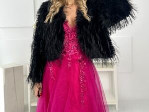 Futerko Krótkie Długi Włos Czarne