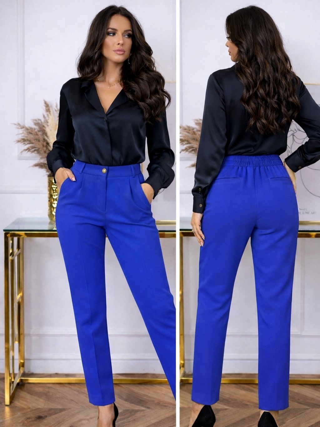 Eleganckie Spodnie Damskie Chabrowe Z Gumką