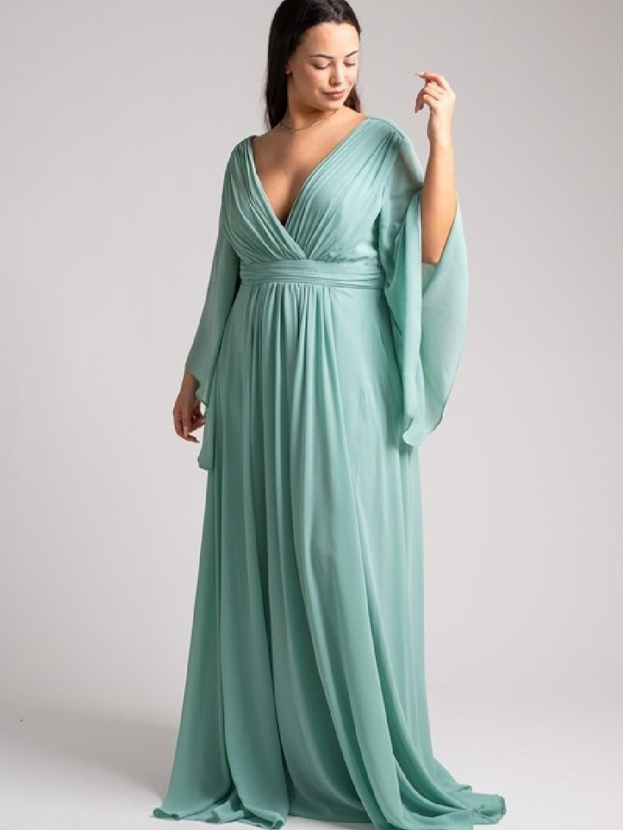 Sukienka z Rękawkiem Łucja Miętowa Plus Size