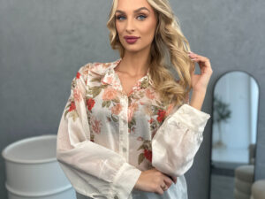 Koszula W Kwiaty Biała Lorena
