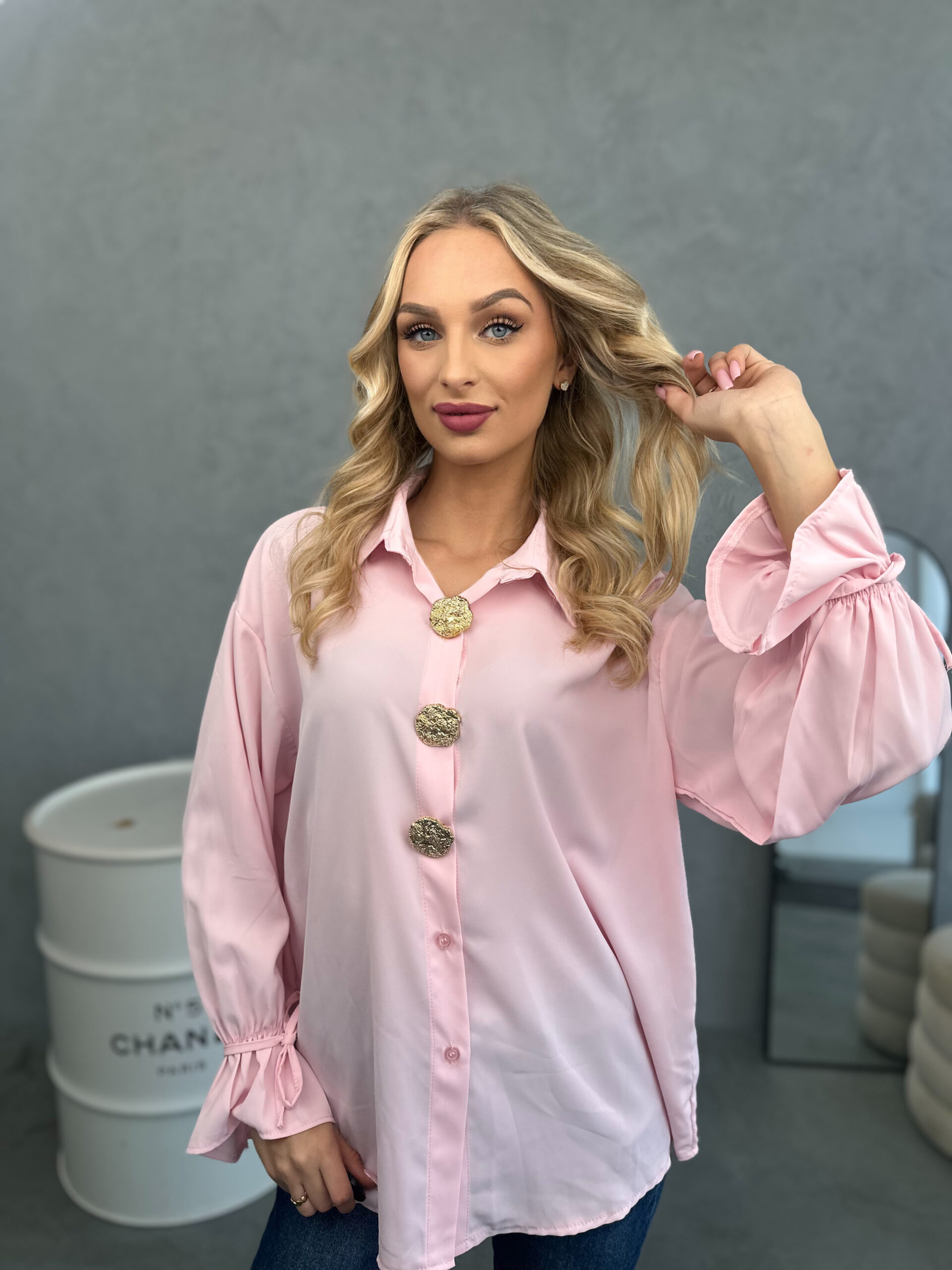 Koszula Klasyczna Z Ozdobnymi Guzikami Aveline Różowa