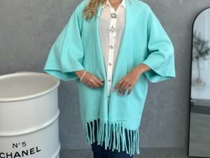 Narzutka Miętowa Anna Z Frędzlami