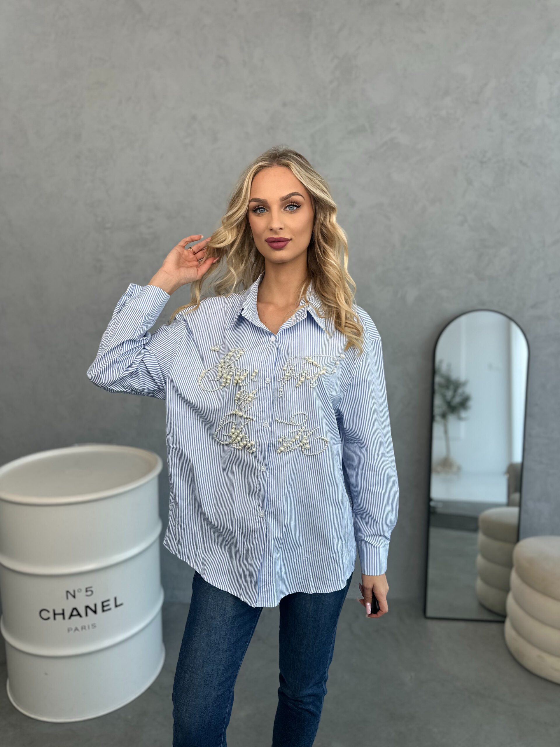 Koszula Klasyczna W Paski Błękit