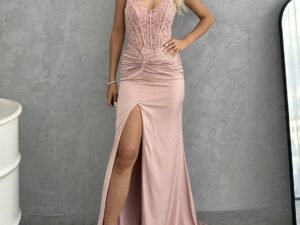 Sukienka Maxi Gorsetowa Fenti Pudrowy Róż<span> - </span>36/S