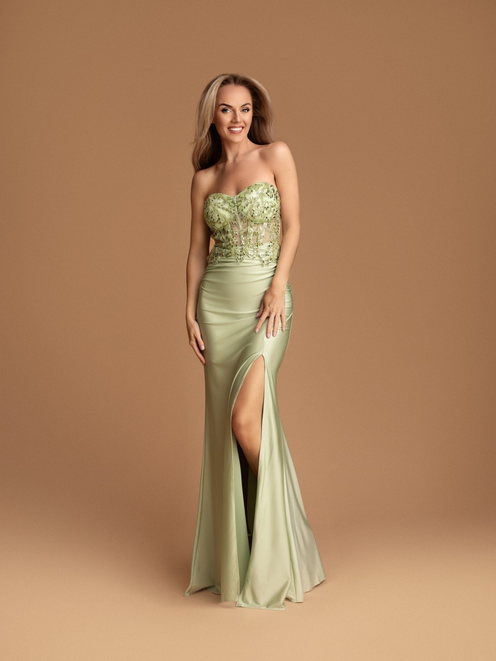 Sukienka Maxi Gorsetowa Daphne Szałwiowa