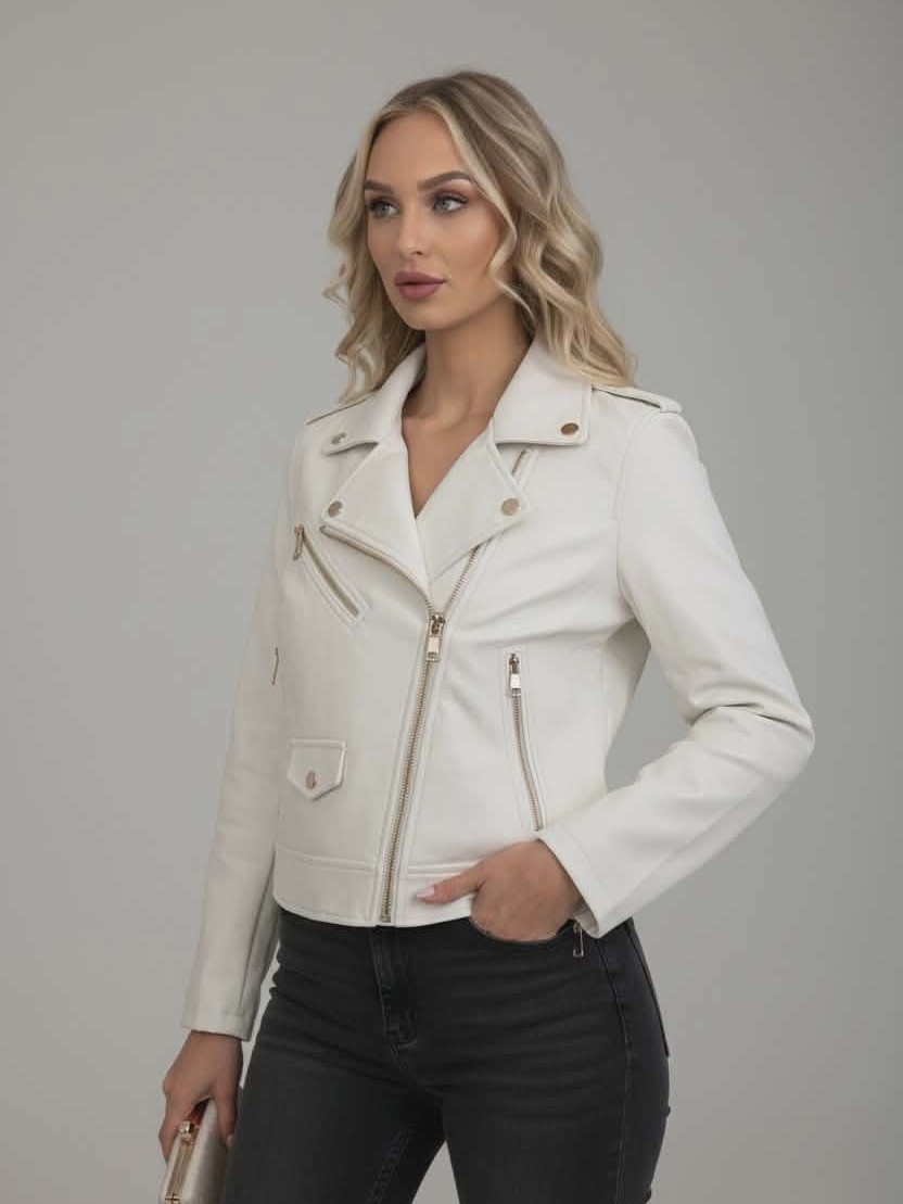 Ramoneska Z Złotym Zamkiem Biała Loris Z Paskiem