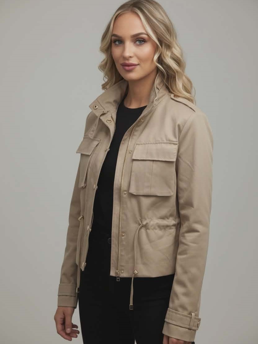 Krótka Wiosenna Parka Rivia Bis Cappucino