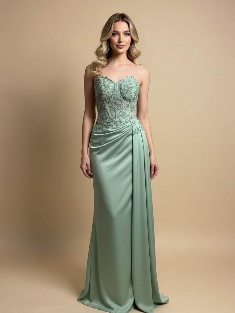 Sukienka Maxi Gorsetowa Elisia Szałwia