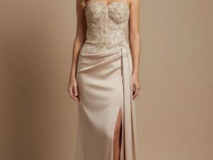 Sukienka Maxi Gorsetowa Elissie Beżowa<span> - </span>40/L