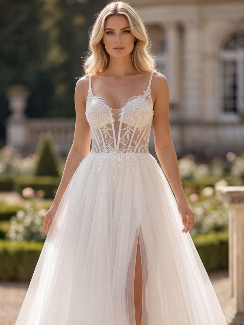 Sukienka Ślubna Tiulowa Na Ramiączkach Julita