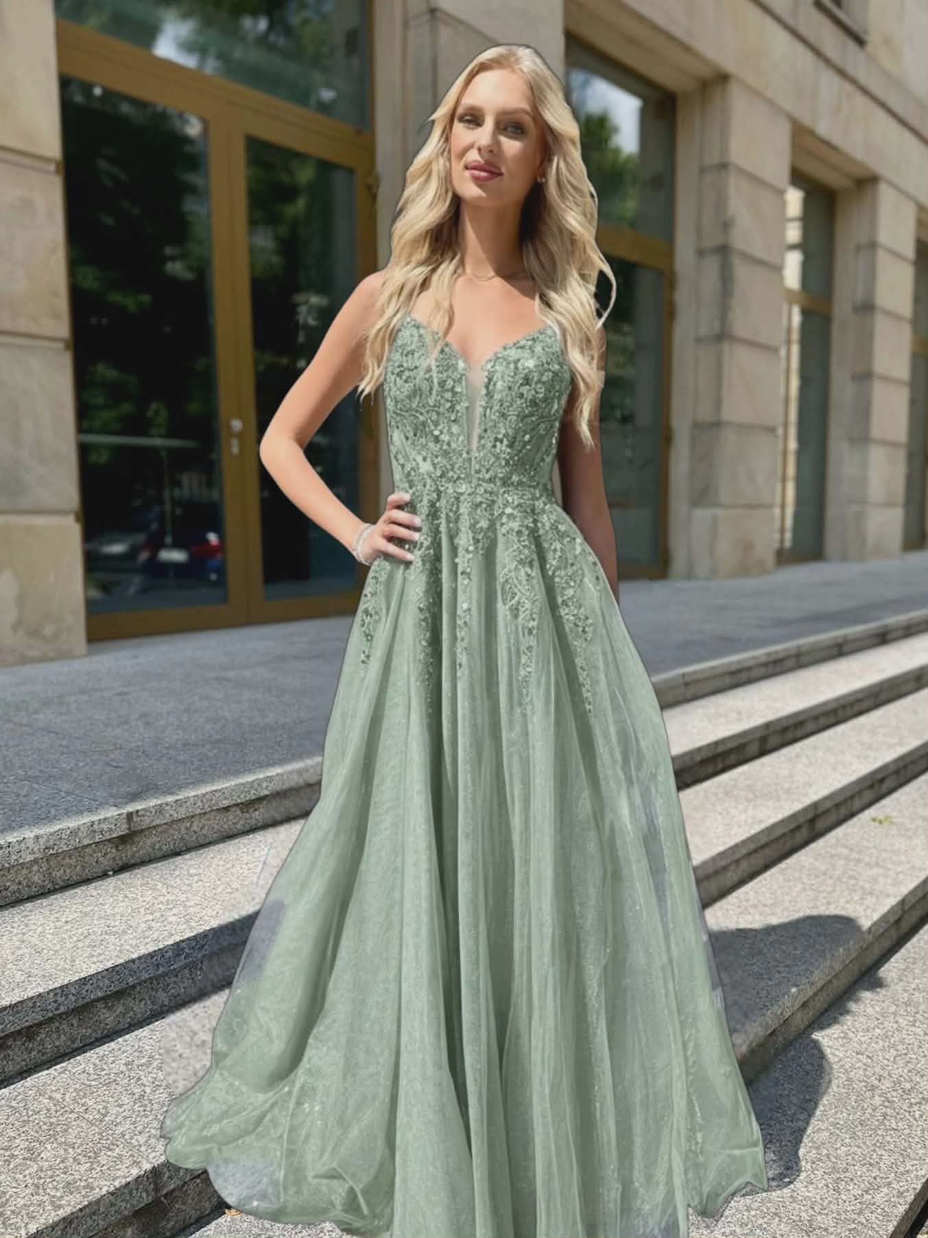 Sukienka Tiulowa Na Ramiączkach Hortensja Pistacja