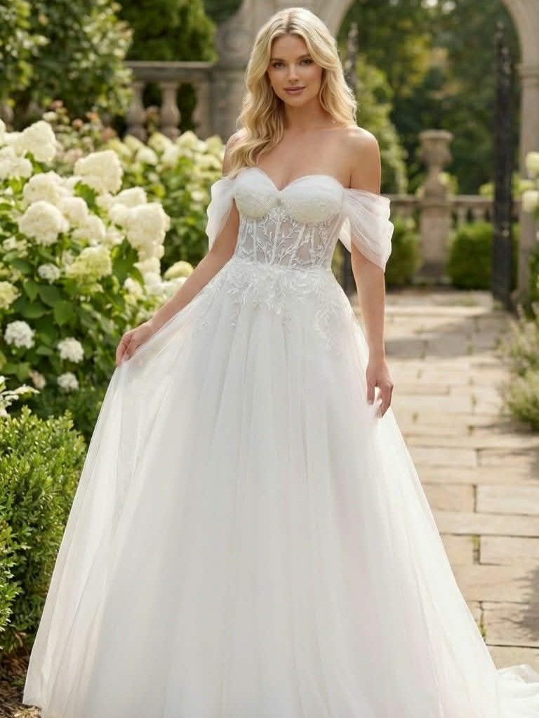 Suknia Ślubna Hiszpanka Tiulowa Sheila Biała