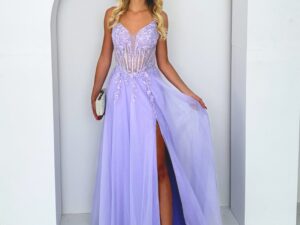 Sukienka Tiulowa Na Ramiączkach Novira Lilac