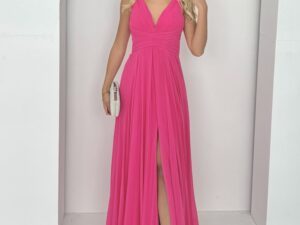 Sukienka Maxi Gładka Silvana Fuksja<span> - </span>42/XL