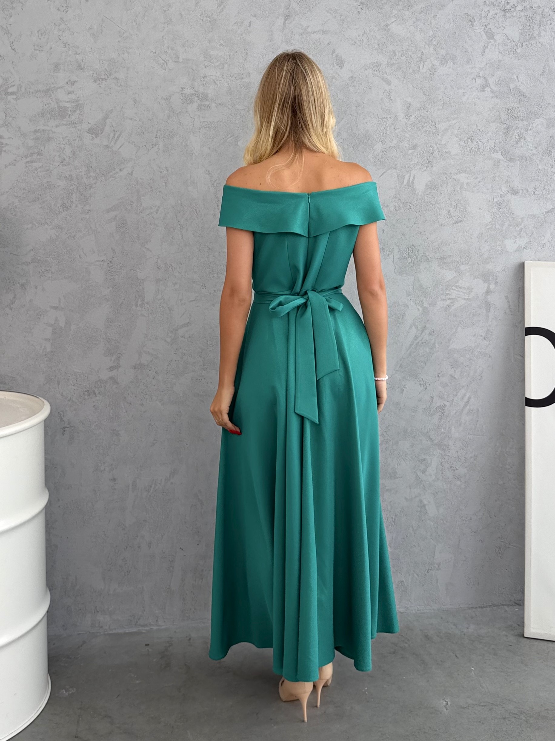 Sukienka Maxi Plus Size Gładka Malika Turkus 5 Sukienka Maxi Plus Size Gładka Malika Turkus