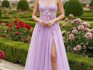 Suknia Maxi Tiulowa Estella Lilac<span> - </span>40/L