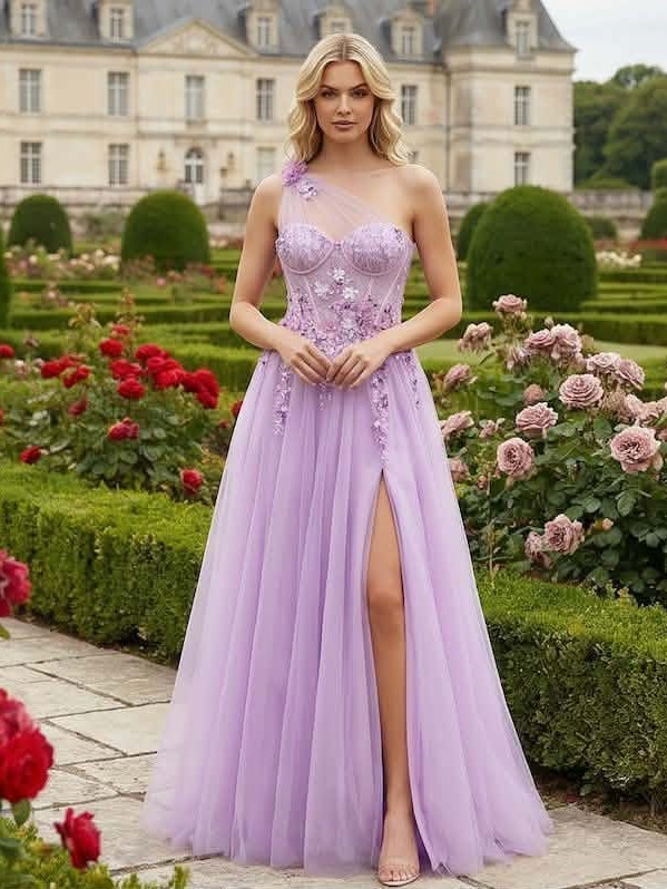 Suknia Maxi Tiulowa Estella Lilac